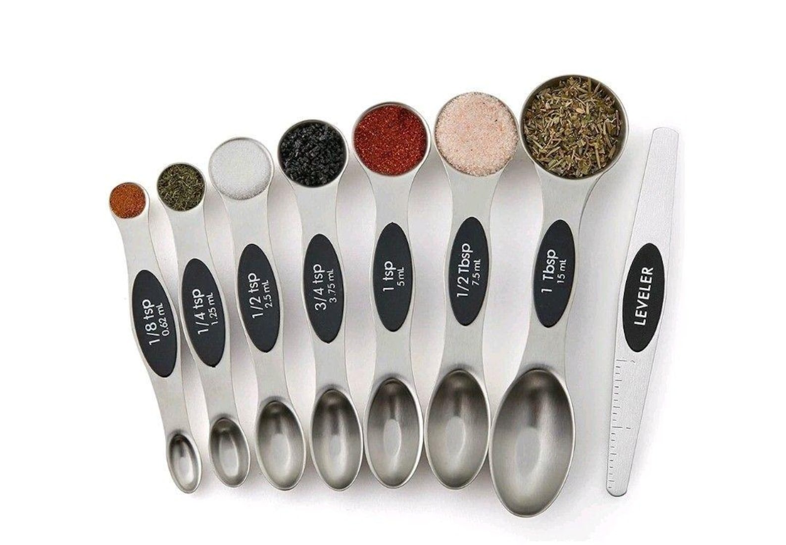 Magnetic Dual Sided Measuring Spoons With Leveler Set of 8-3 Colors to ...