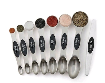 Cucharas medidoras magnéticas de doble cara con nivelador, juego de 8 (3 colores a elegir)