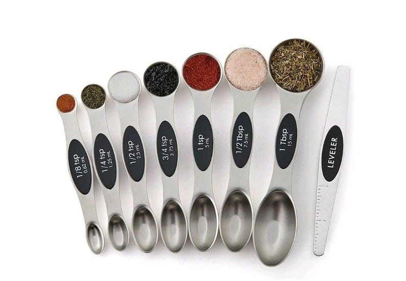 Magnetic Dual Sided Measuring Spoons With Leveler Set of 8-3 Colors to ...