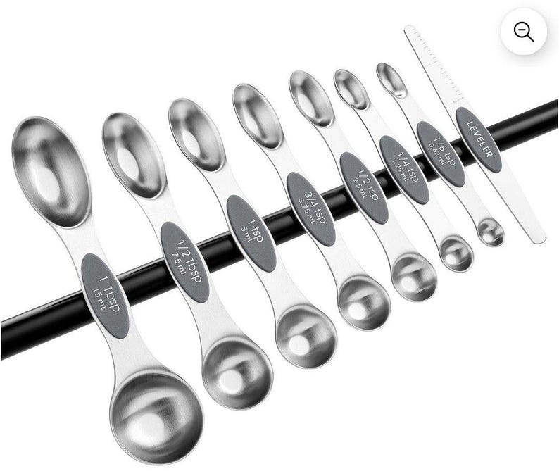 Magnetic Dual Sided Measuring Spoons With Leveler Set of 8-3 Colors to ...
