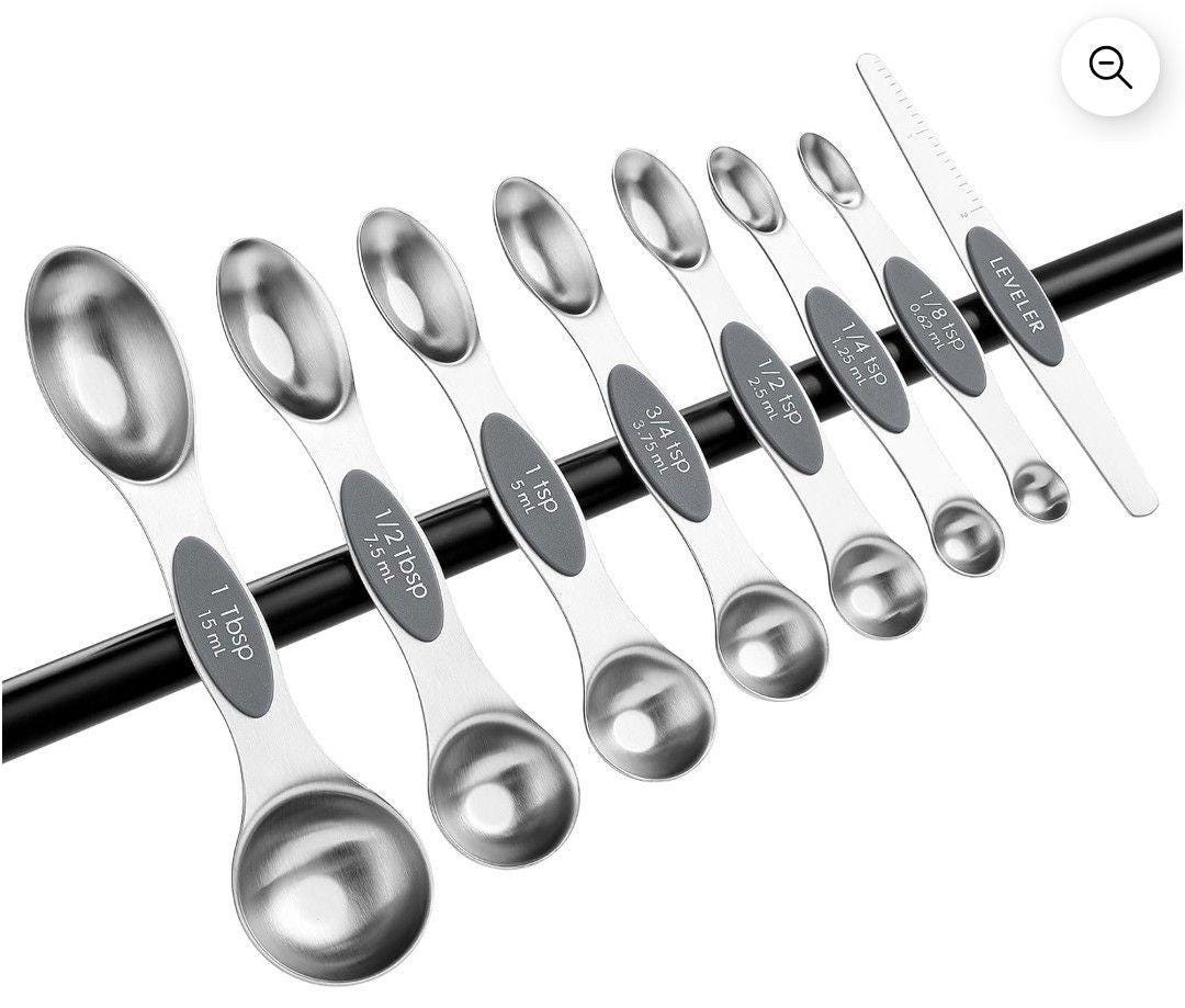 Magnetic Dual Sided Measuring Spoons With Leveler Set of 8-3 Colors to ...