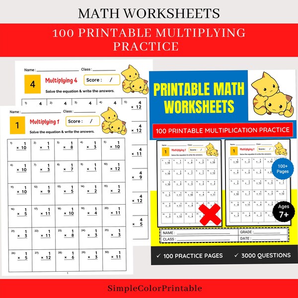 Grade 7 Math Worksheets - Etsy