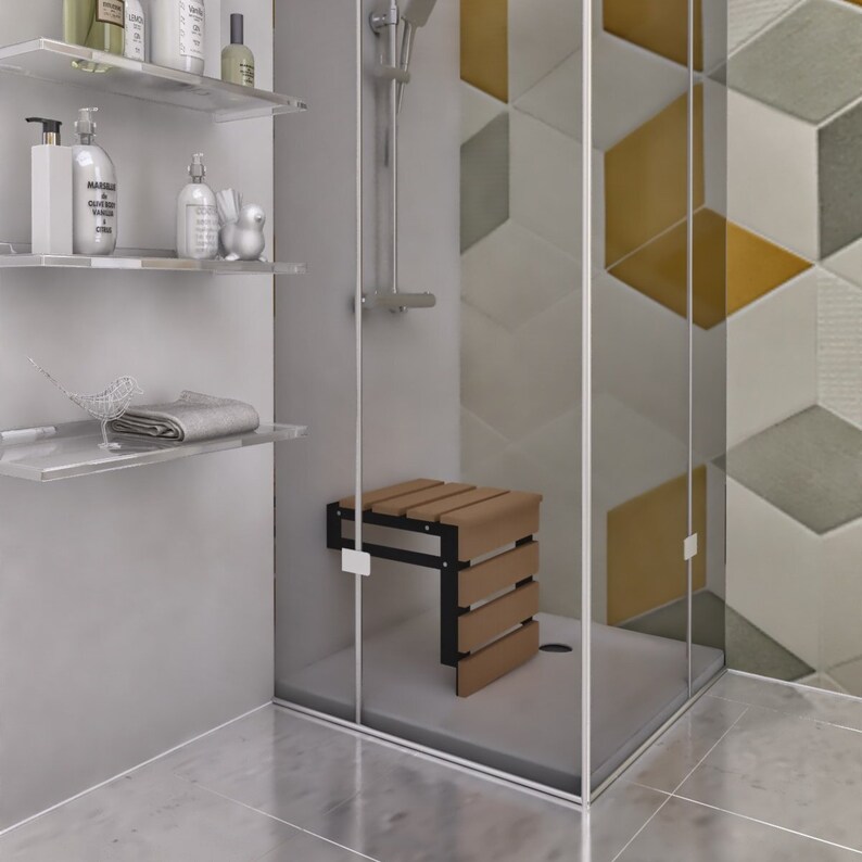 Water-resistant Natural Solid Wood Wall Mounted Shower Bench - Etsy UK
