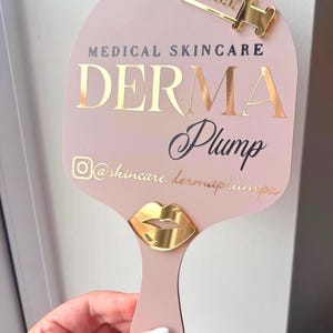 Personalised Aesthetics Handheld Mirror, Custom Botox Logo Mirror, Lip Filler Photo Prop, Injector Nurse Matt Dusky Pink