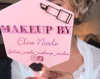 Personalised Makeup Artist Mirror, Custom Branding Prop, Acrylic Handheld Beauty Tool