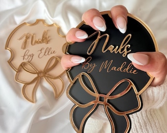 3D Bow Nail Tech Prop, Acrylic Nail Display Disc, Nail Tech Hand Holder, Salon Decor, Nail Tech Gift, Nail Advertising Photo Prop, Nails By