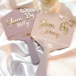 Personalised Makeup Artist Glam By Mirror | Custom Handheld Mirror | Mua Gift | Beauty Salon Decor | Makeup Accessories