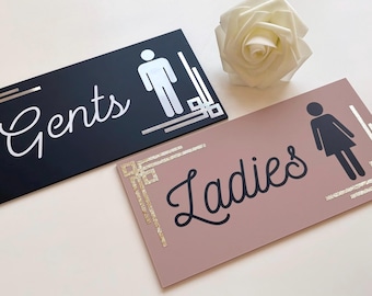 Modern Acrylic WC Bathroom Sign | Business Restroom Door Decor