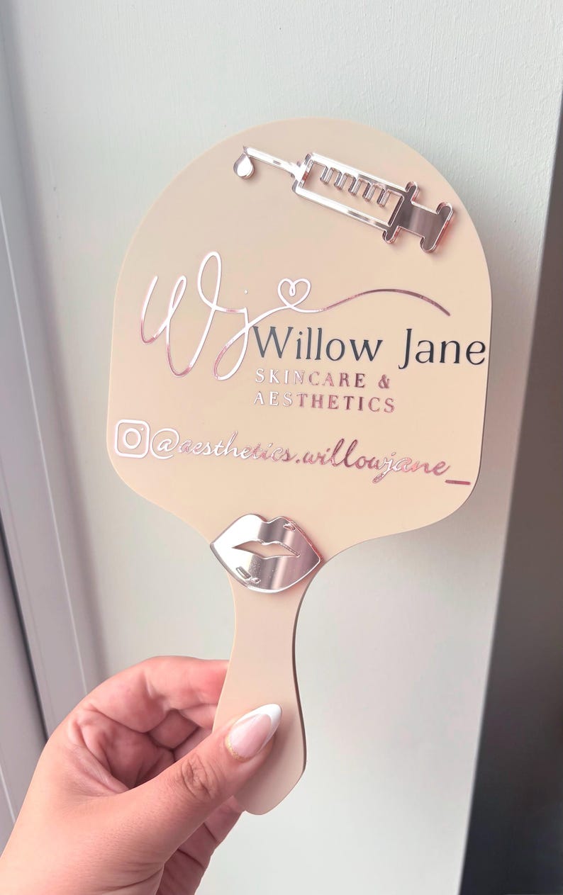 Personalised Aesthetics Handheld Mirror, Custom Botox Logo Mirror, Lip Filler Photo Prop, Injector Nurse image 9