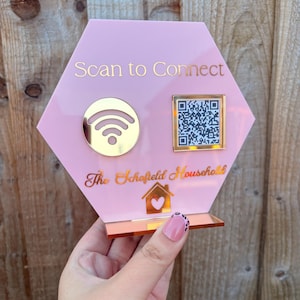 Scan For WiFi QR Code Sign | Acrylic WiFi Plaque | WiFi Scan To Connect Sign With Stand | Salon Decor | WiFi Access | Custom WiFi Sign