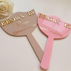 Personalised Eyebrow technician mirror | Gift For Brow Tech | Lash Artist Face Paddle | Brow Tech Photo Prop | Custom Handheld Logo Mirror