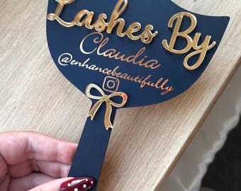 Lash Technician Handheld Mirror, Personalised Lash Artist Mirror With Bow, Eyelash Face Paddle, Beauty Salon Decor, Lash Tech Face Cover