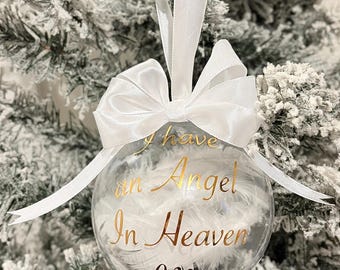 Personalised Feather Christmas Bauble, Custom Family Name Ornament (10cm)