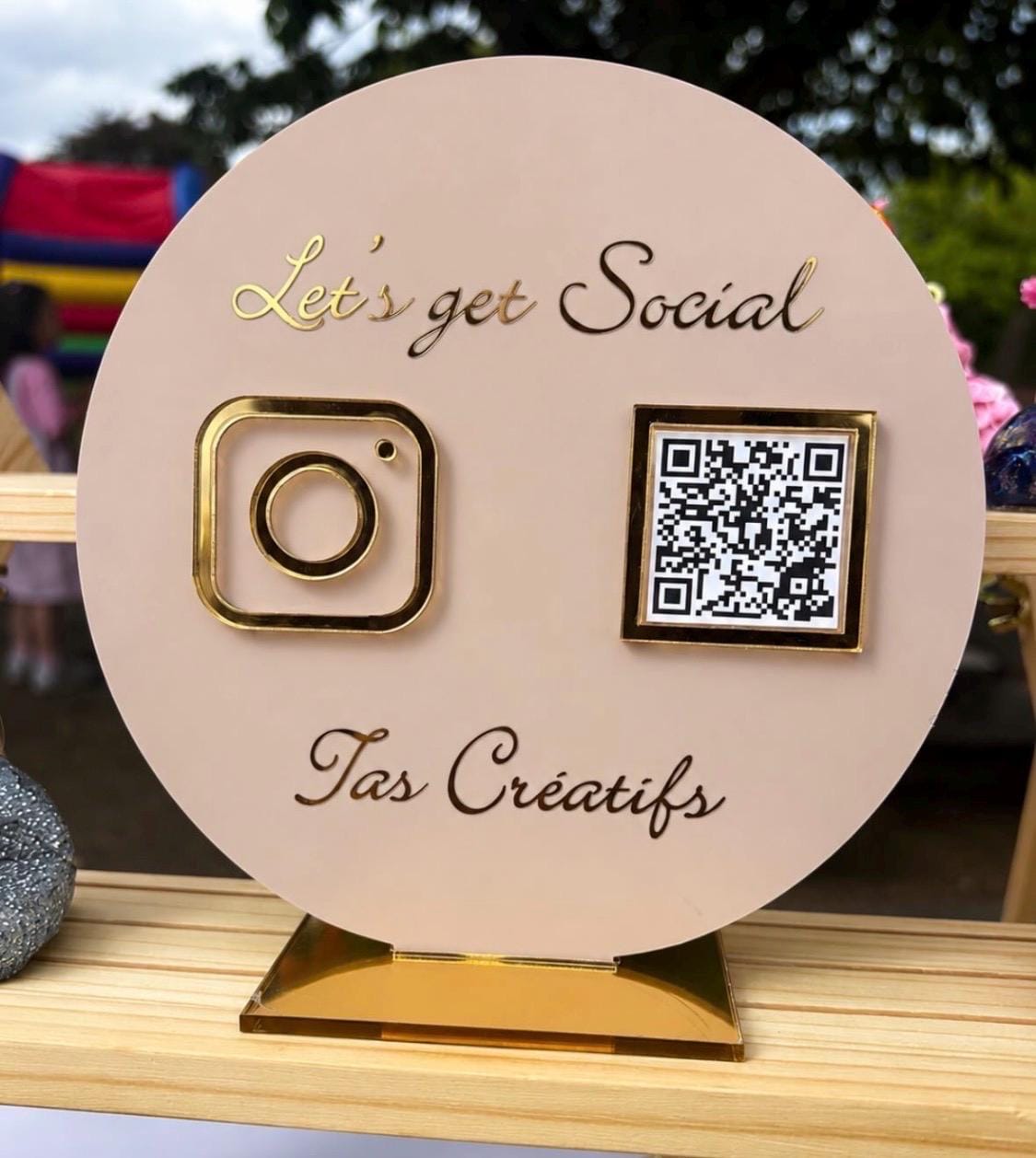 Acrylic Circle QR Code Sign | Social Media Plaque & Stand | Instagram ...
