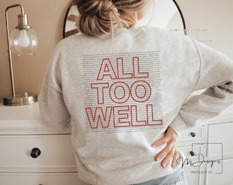 All too well Taylor Swift sweatshirt, Taylor Swift merch, Taylor Swift gift, Taylor’s version Red