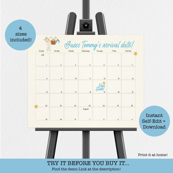 Baby Pool Calendar Template Printable - Etsy
