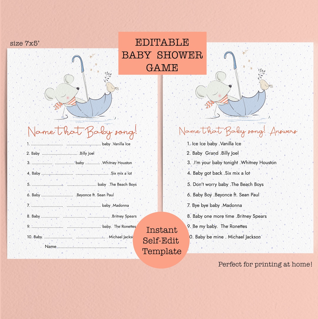 Twins Baby Shower Games and Answers Baby Shower Games Song Etsy