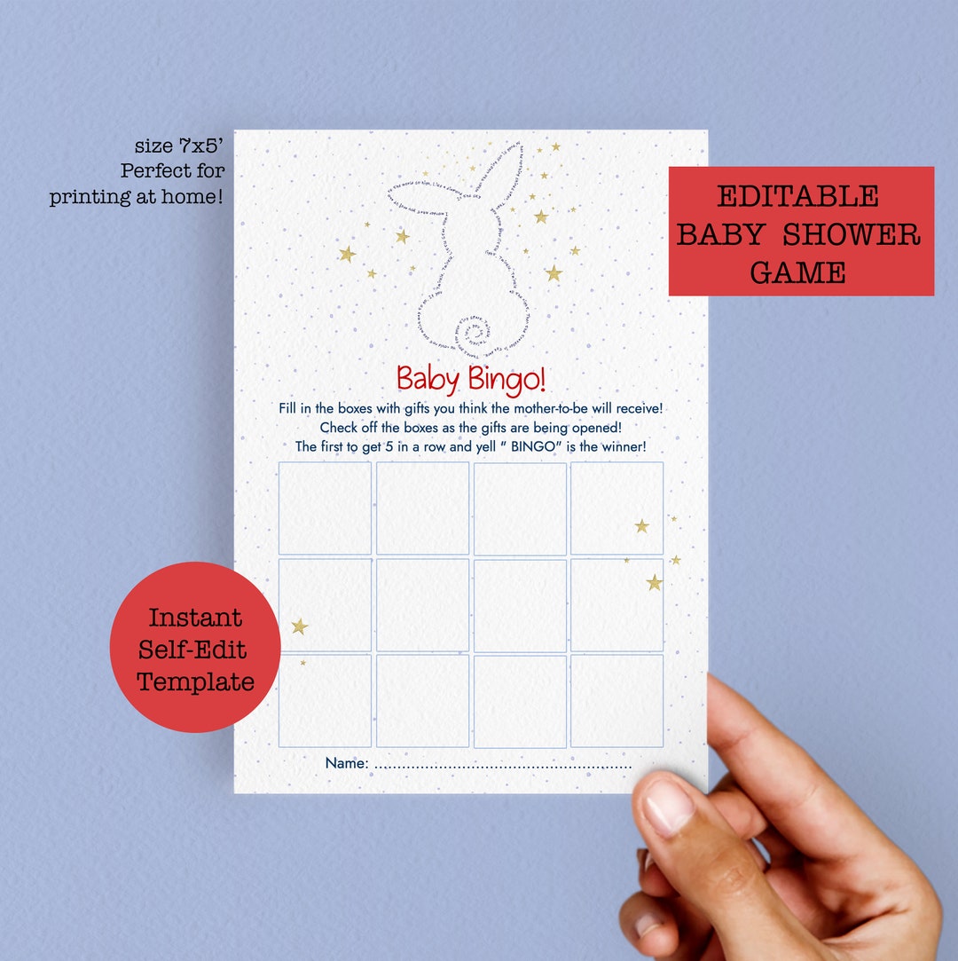 Baby Shower Bingo Blank Template Games Stars Zoom Baby Shower Etsy Baby shower bingo blank template games stars zoom baby shower etsy
