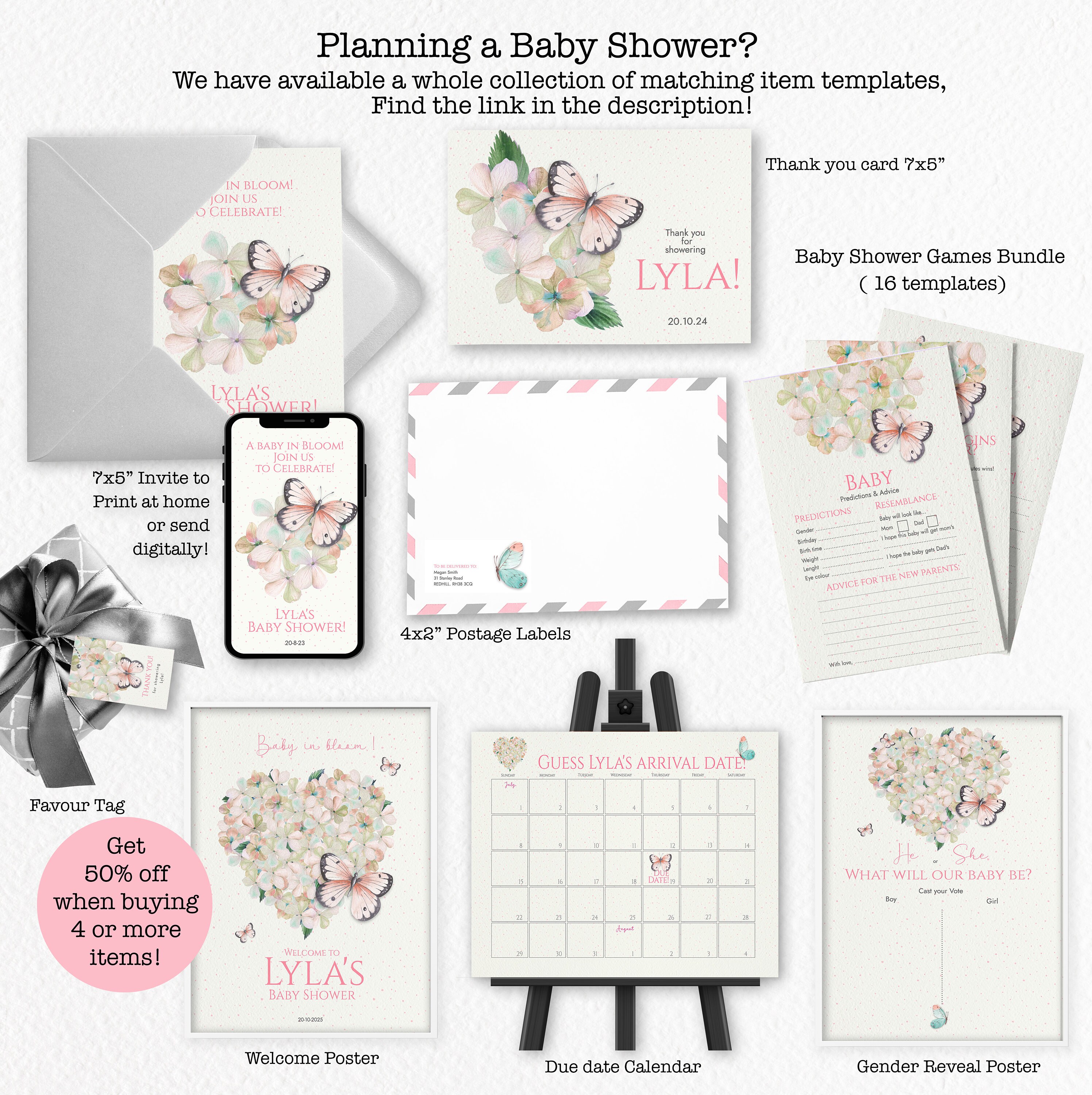 Butterfly Baby Shower Thank You Cards With Picture Baby in Etsy