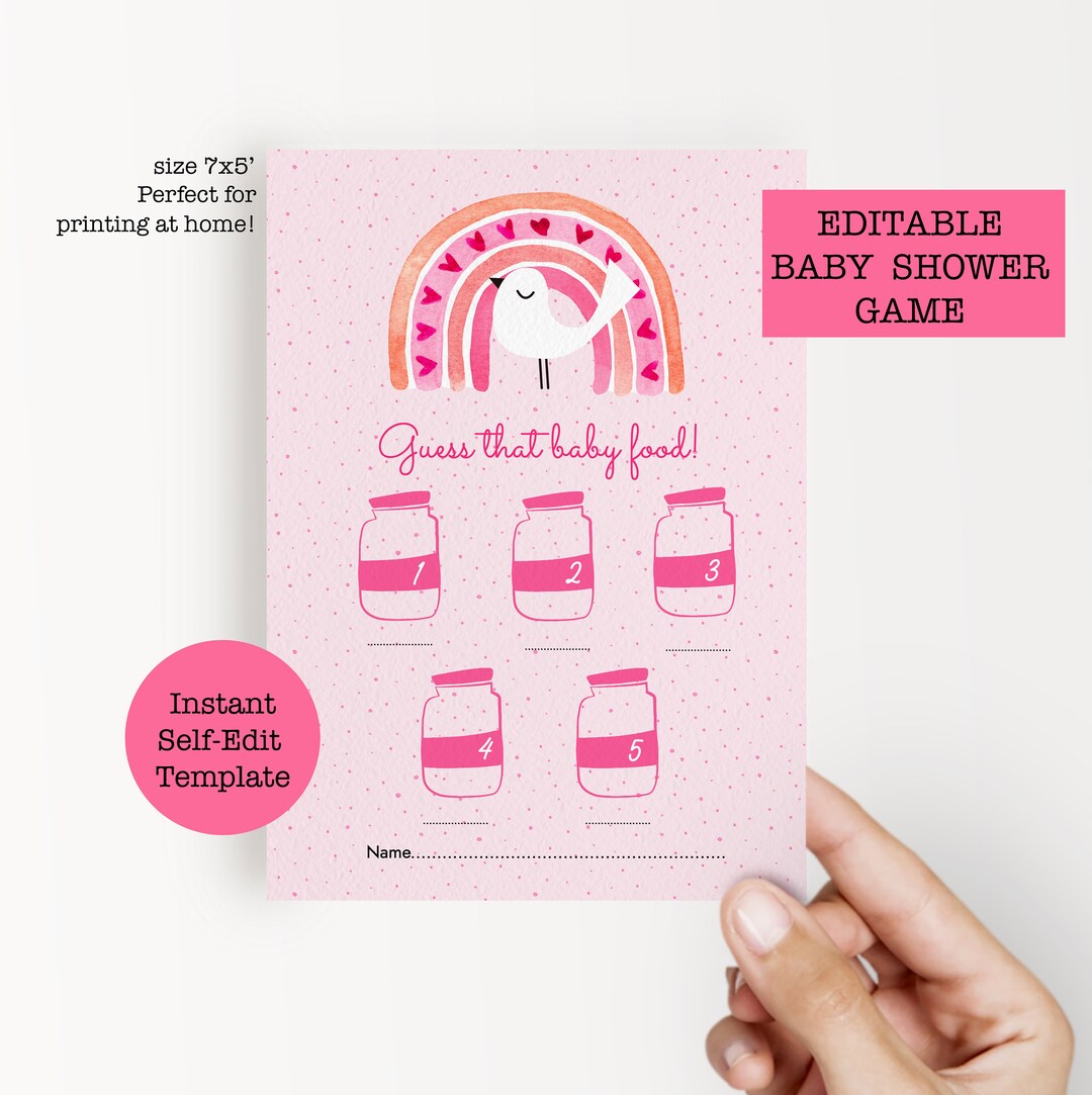 Rainbow Baby Shower Game Baby Food Baby Shower Game Instant Etsy