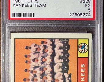 1961 Topps New York Yankees Team Card, PSA 5 EX