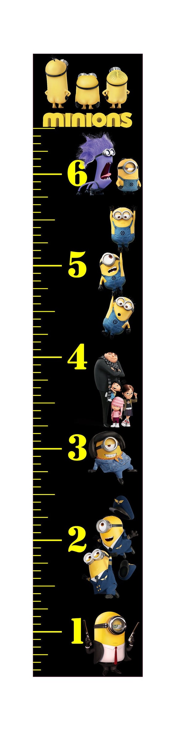 Minions 6ft Growth Chart Life Size Durable Removable Viynl That is