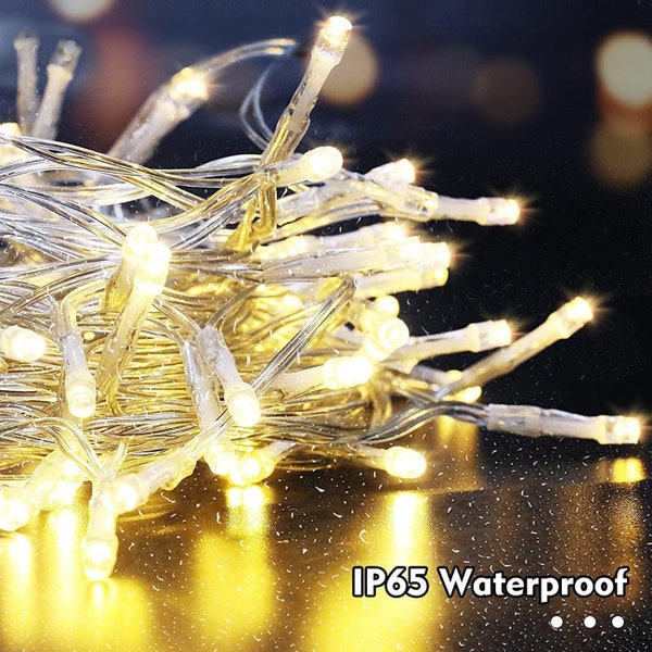 42.6FT Extra-Long 120 LED Battery Operated String Lights,8 Modes IP65 Waterproof Fairy String Lights with Timer Indoor/Outdoor for Christmas