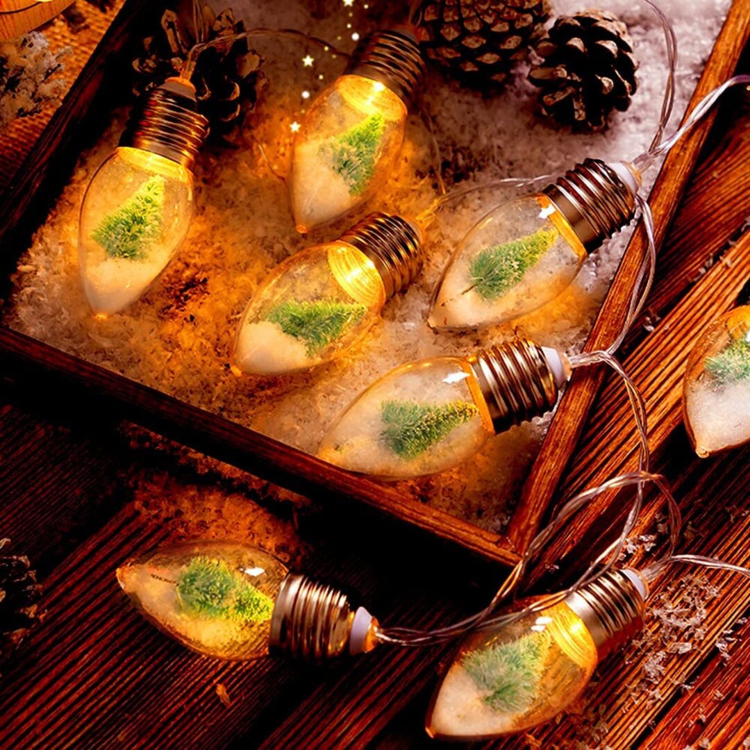 Christmas Snow Globe String Lights 7FT 10LED Mini Christmas Tree