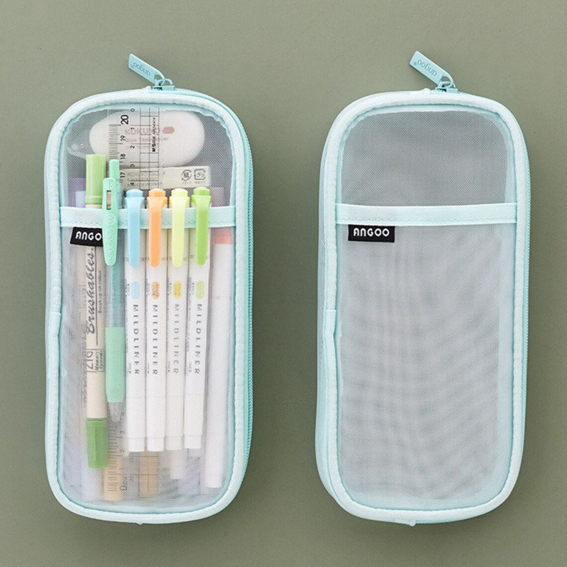 Korean Fashion Transparent Pencil Case Pouch Large Stationery Etsy