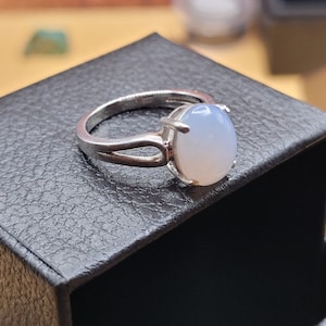 Ellensburg Blue Curving Split Shank Ring Women&#39;s Sterling Silver Ring Size 5 Semiprecious Gemstone Jewelry Ellensburg Blue Agate Ring