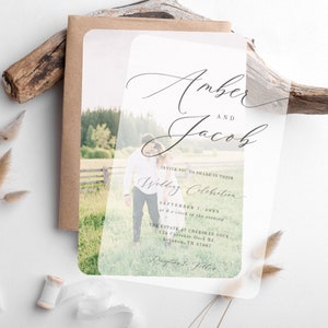 BUNDLE!! Minimalist Vellum Wedding Invitation Template | Save the Date Photo Customizable Invitation | Digital Download | Save the Date Card