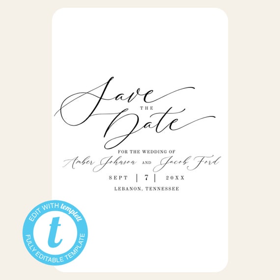 Vellum Overlay Save the Date Template, Printable Modern Save Our