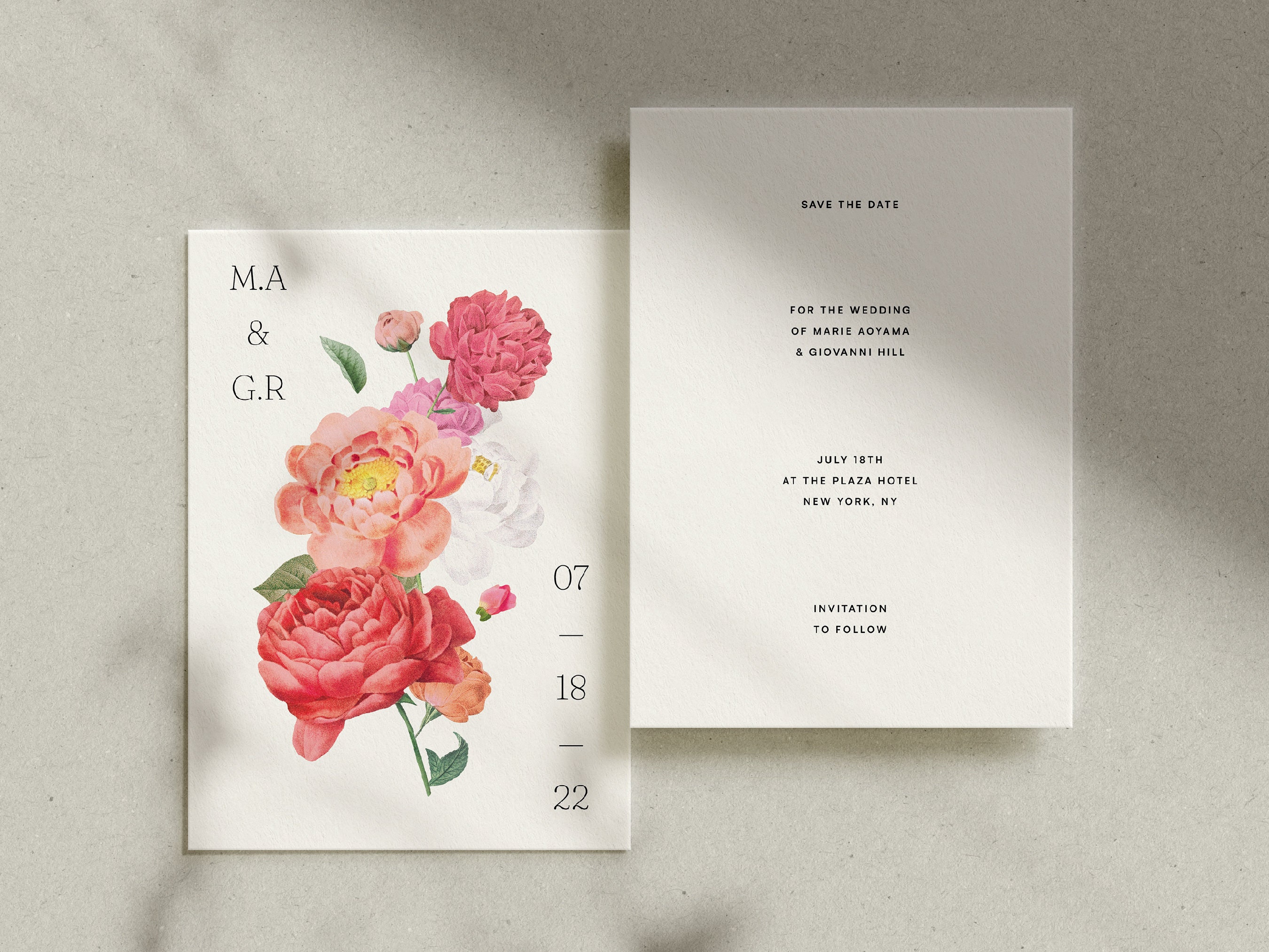 ROSA  Modern Floral Save The Date Template • Elegant and minimalist, wedding instant digital download, romantic and timeless roses