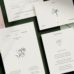GARTEN  Minimalistische Einladungsvorlage • Moderne handgezeichnete florale Tinte Illustration, Hochzeit digitaler Download Vorlage