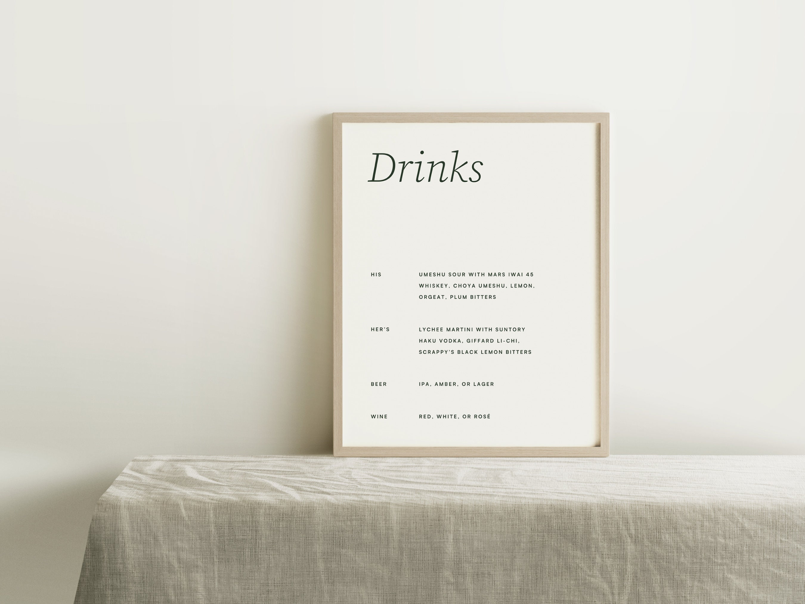 Minimalist Bar Sign Template for Effortless and Modern Wedding, Digital ...