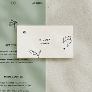 GARTEN  Handgezeichnete Tischkarten • Moderne minimalistische florale Illustration, Hochzeit digitaler Download