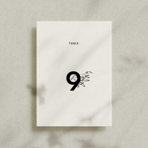 GARDEN  Minimalist Table Number Template • Modern hand-drawn floral ink illustration, wedding digital download template