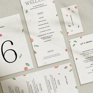 ROSA  Set di modelli per matrimonio floreale moderno del giorno • Elegante e minimalista, download digitale istantaneo, rose romantiche e senza tempo