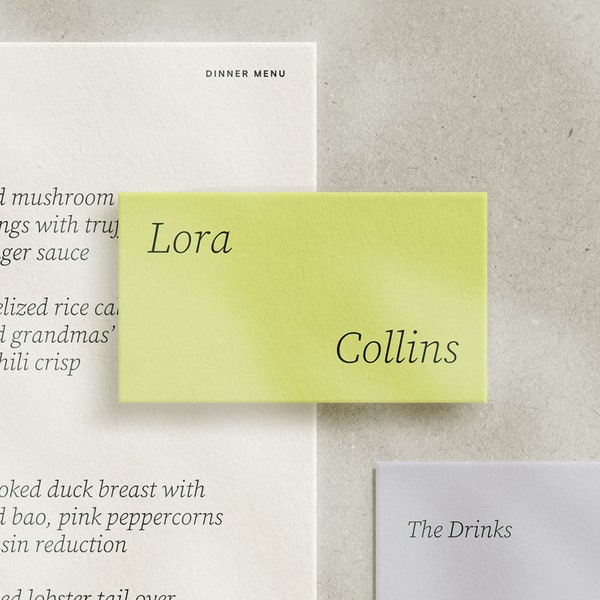 SOLEIL  Minimalist Place Card Template • Effortless and modern design, wedding instant digital download