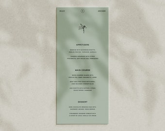 GARDEN  Minimalist Menu Template • Modern hand-drawn floral ink illustration, wedding digital download template