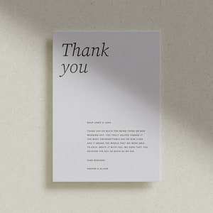 Modèle de carte de remerciement minimaliste SOLEIL • Design simple et moderne, téléchargement numérique instantané pour mariage