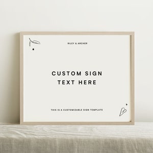 Plantilla de letrero de mesa personalizado, dibujado a mano, para una boda moderna y minimalista, descarga digital (jardín)