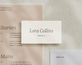 Minimalist Place Card Template for Effortless and Modern Wedding, Digital Download (Soleil)
