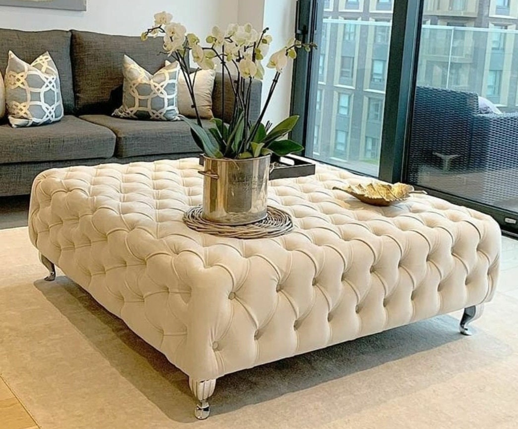 Extra Large Chesterfield Footstool Coffee Table Etsy UK