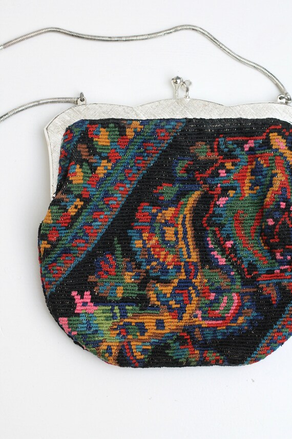 1930s Vintage handmade tapestry purse, mid-centur… - image 5