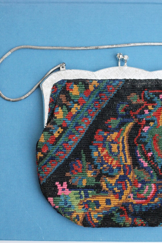 1930s Vintage handmade tapestry purse, mid-centur… - image 4