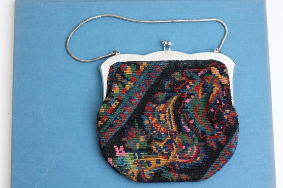 1930s Vintage handmade tapestry purse, mid-centur… - image 2