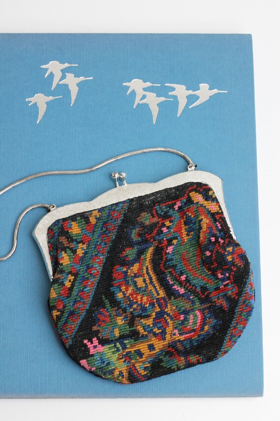 1930s Vintage handmade tapestry purse, mid-centur… - image 3