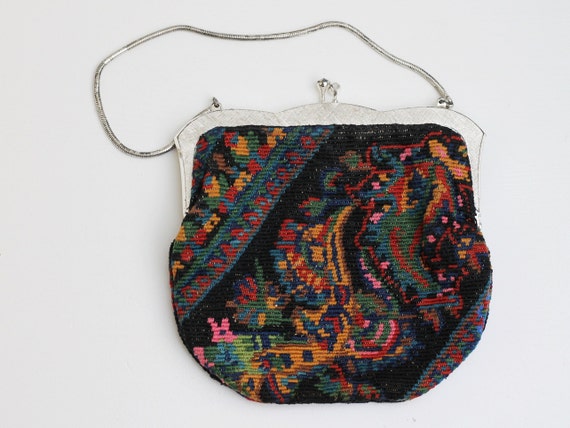 1930s Vintage handmade tapestry purse, mid-centur… - image 1