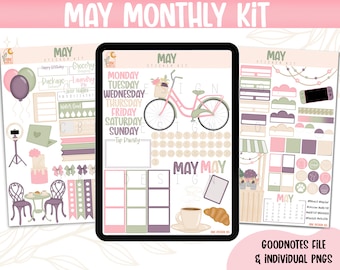 May Digital Sticker Kit 2023- Goodnotes Files & PNGs- Digital Planner